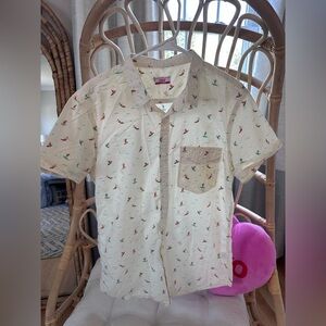 Colt Cream Short Sleeve Button-Up Men’s shirt with Surf Print size large